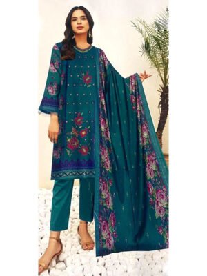 Maria B Dhanak Cross Embroidered Suit – Printed Trouser – Digital Printed Dupatta – 3 Piece – Article MY-1072B