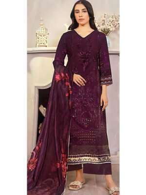 Hamda Nishat Chickenkari Viscose Winter Collection – AH-2793 | D-03 – Ready to Wear with Digital Printed Dupatta