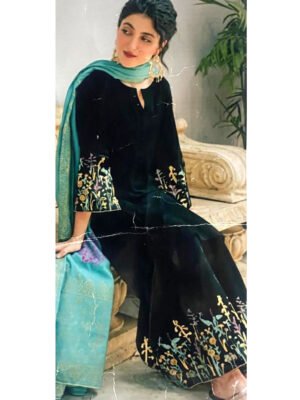 A Sling Dhanak Embroidered Suit – Digital Printed Jugad Shawl – 3 Piece – Article YA-8152