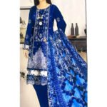 Hamda Nishat Viscose Chikankari Suit – Digital Printed – Double Patches – 3 Piece – Article 4061