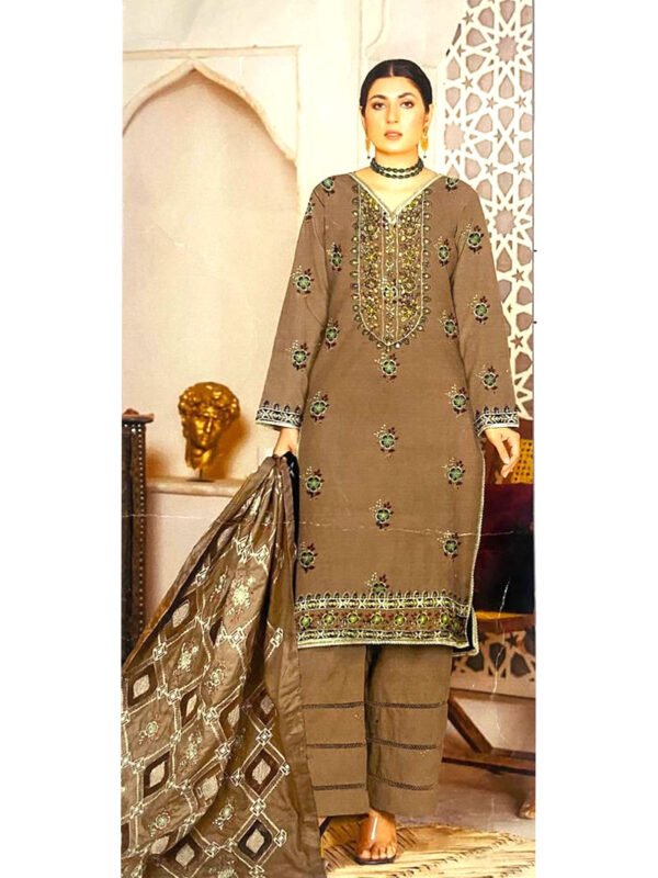 Alkaram Dhanak Embroidered Suit – Handmade Work – Borcia Dupatta – 3 Piece – Article 1460