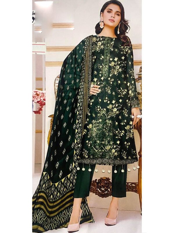 Sundas Khaddar Winter Collection – Embroidered Shirt – Digital Printed Dupatta – Plain Trouser – 3 Piece – Article TF6006